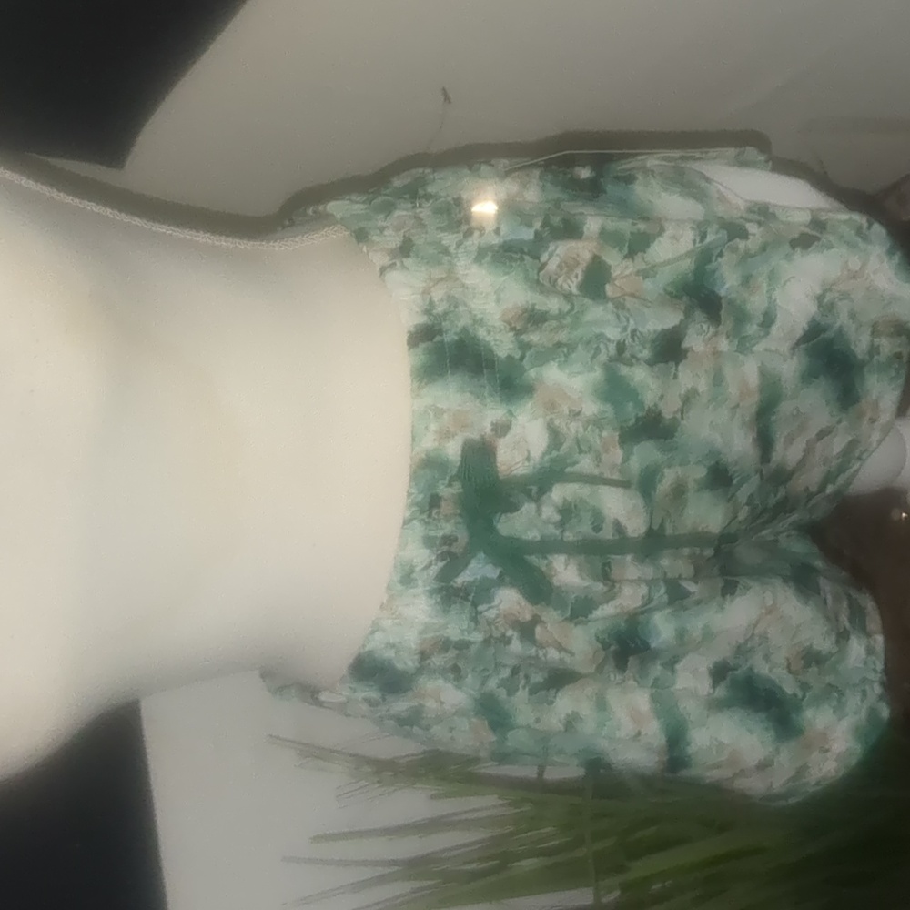 Cali sports shorts size Large. NWT. Green White Tan draw string. White shorts
